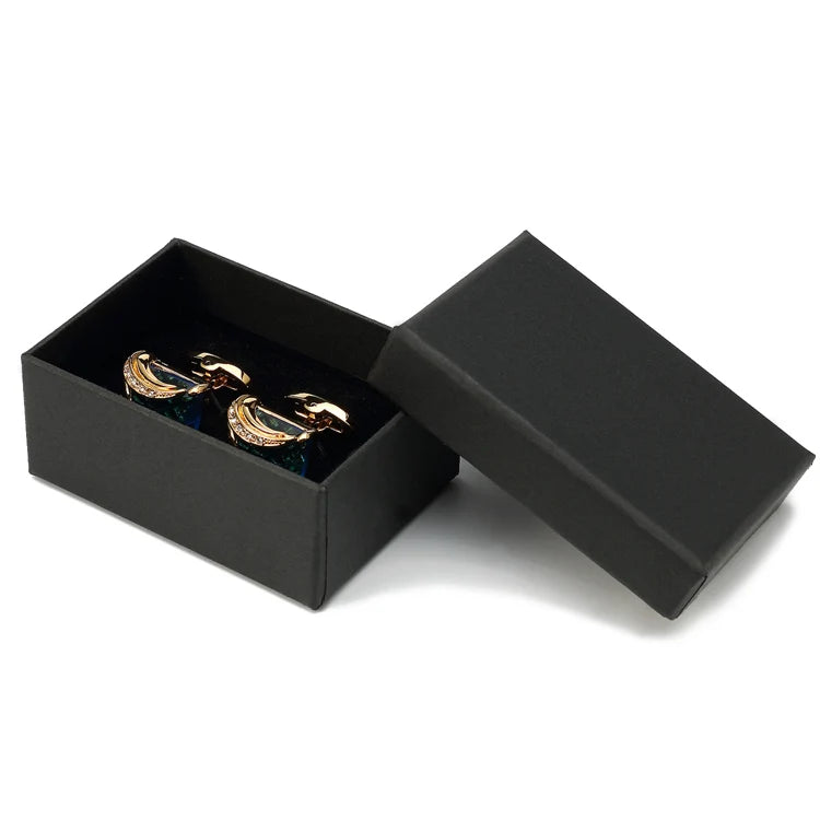 Low-key Luxury Blue Glass Cufflinks for Mens Lepton Brand High Quality Square Crystal Cufflinks Shirt Cuff Links Relojes Gemelos