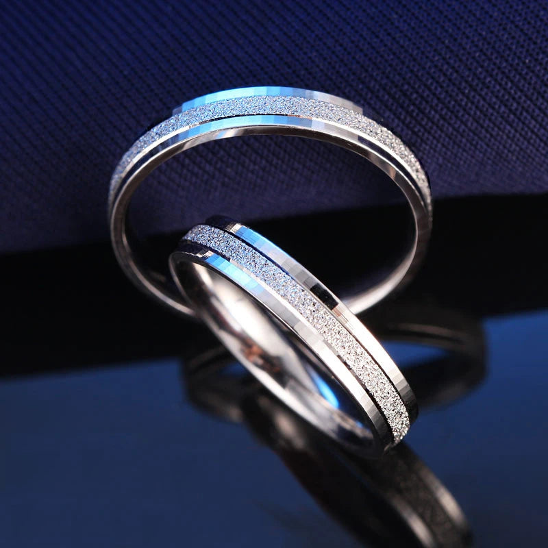 Fashion 100% 925 Silver Sterling Couple Ring for Men Women Top Quality Frosted Band Flakes Anniversary Jewelry For Lover Wedding