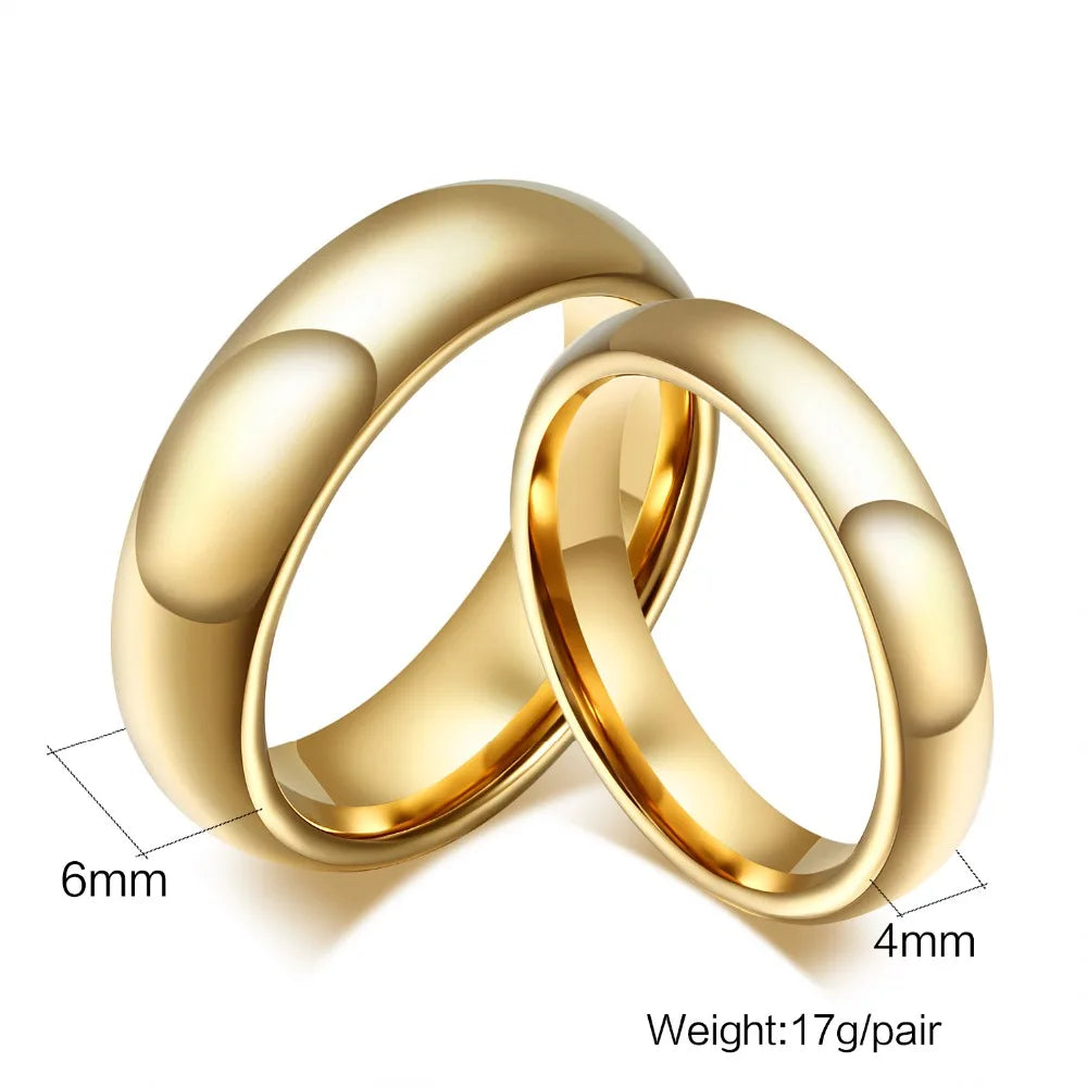 ZORCVENS Fashion 100% pure tungsten rings 4MM/6MM wide Gold-Color wedding rings for women and men jewelry