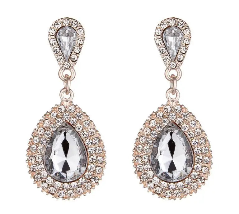 Palace Retro Luxulite Full Drilling Water Drop Rhinestones Female  Earrings Sweet Earrings Long Earrings Crystal Earrings