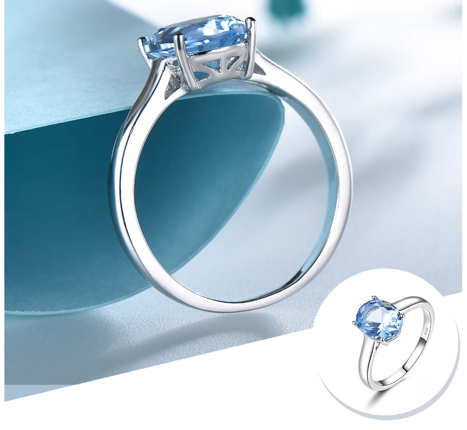 925 Sterling Silver Rings Nano Sky Blue Topaz Ring 8x10mm Oval Rings Elegant Woman Jewelry