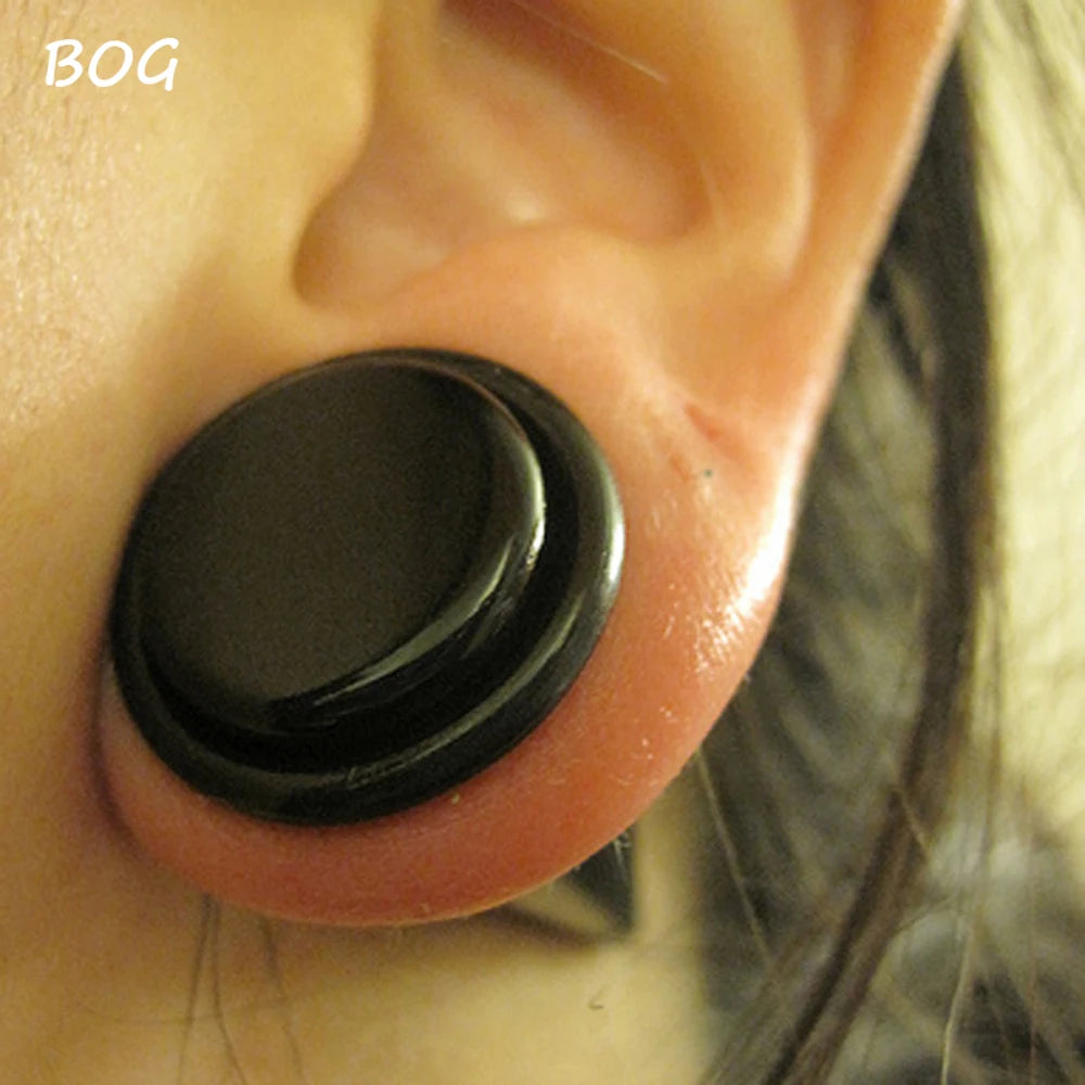 BOG-Pair Black Heart Ear Tunnel Gauge Acrylic Ear Spiral Plugs Ear Taper Stretchers Gauge Expander Saddle Ear Plugs 4-25mm