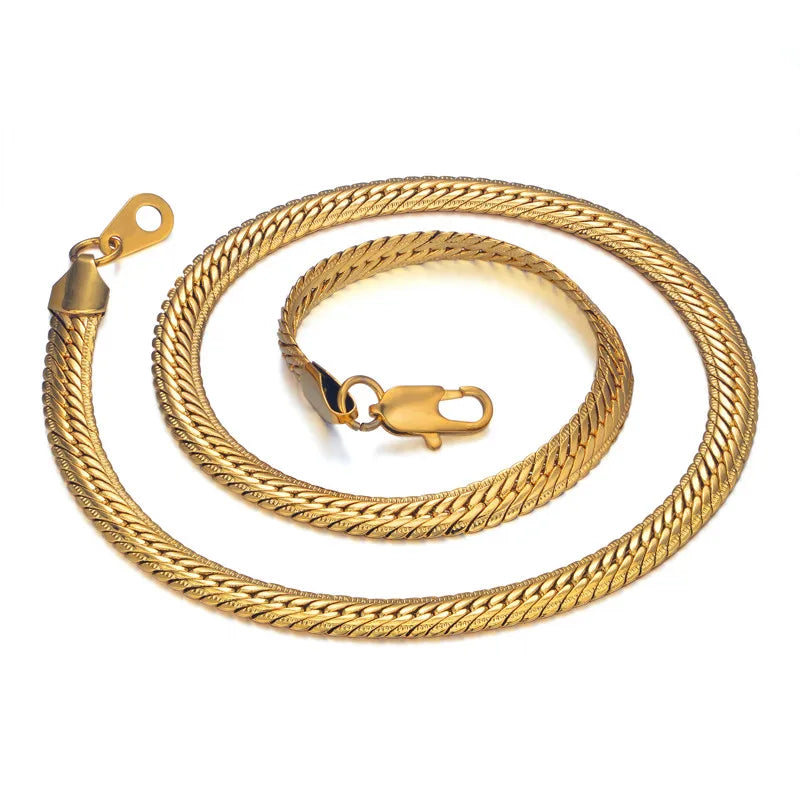 Hiphop Gold Chain For Men Hip Hop Chain Necklace 8MM Gold Color Curb Long Chain Necklaces Men's Jewelry Colar Collier
