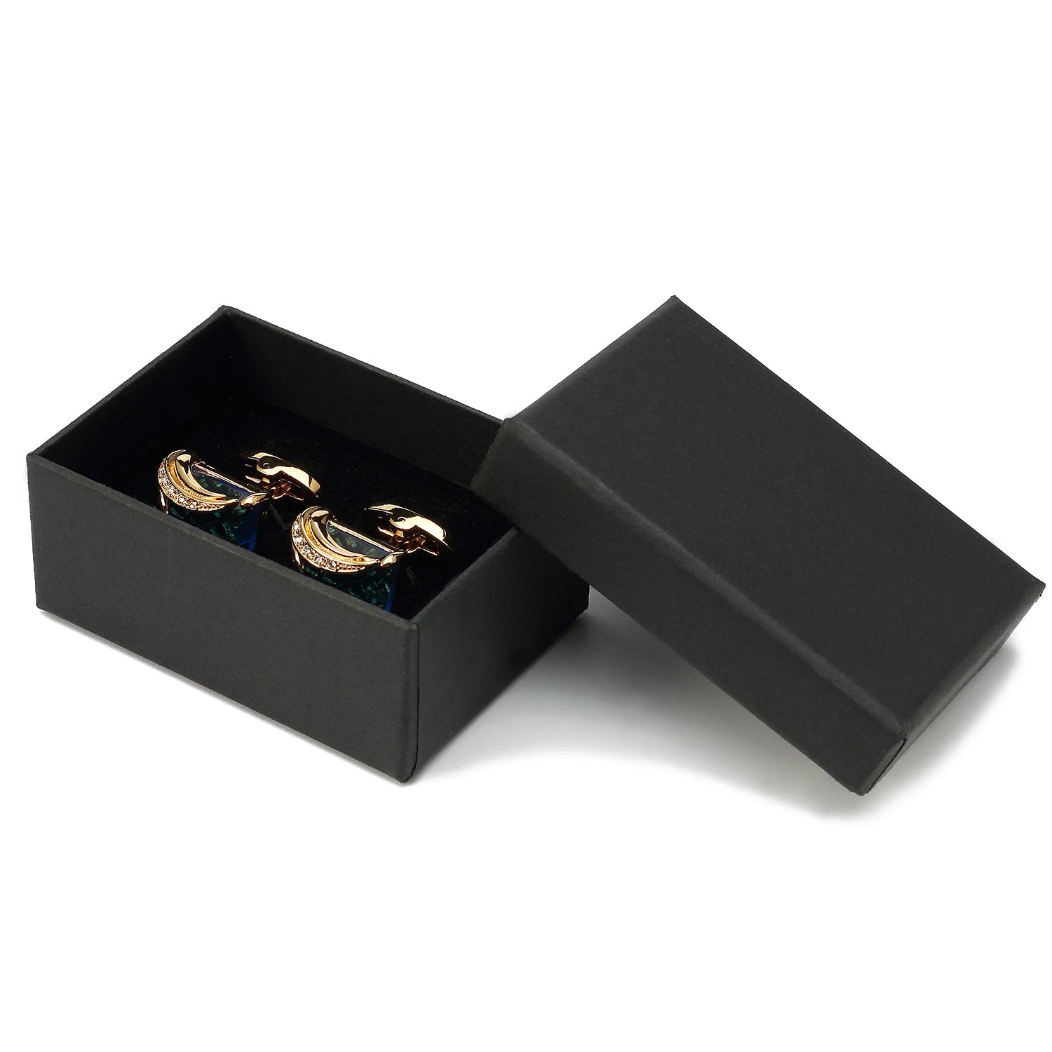 Low-key Luxury Blue Glass Cufflinks for Mens Lepton Brand High Quality Square Crystal Cufflinks Shirt Cuff Links Relojes Gemelos