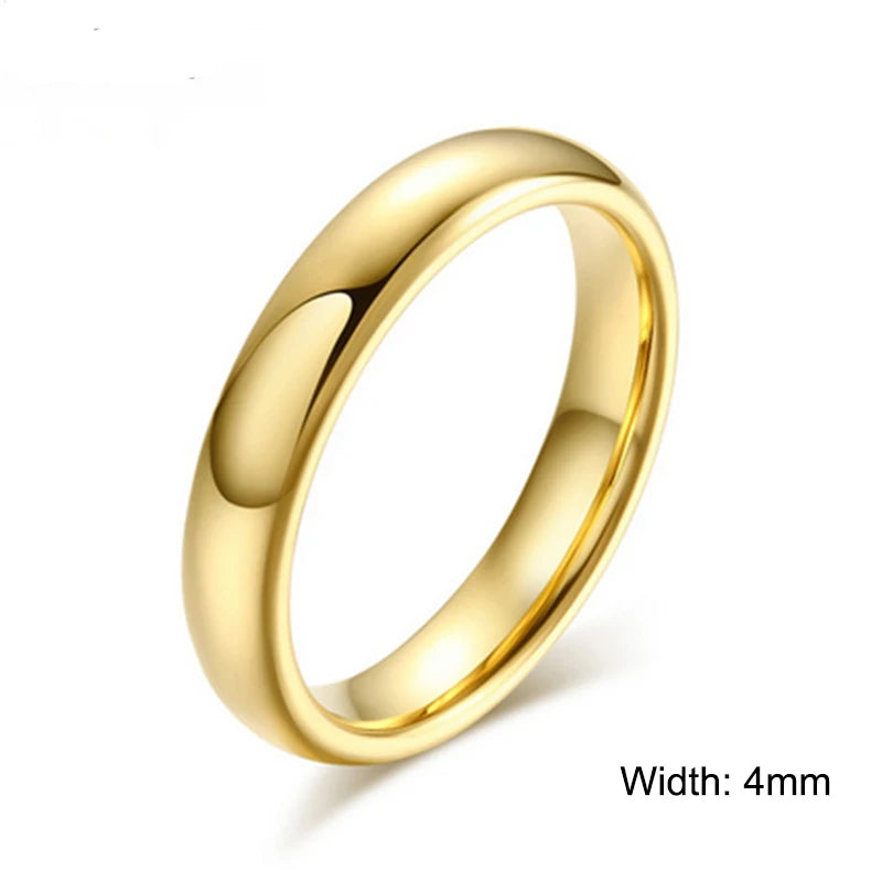 ZORCVENS Fashion 100% pure tungsten rings 4MM/6MM wide Gold-Color wedding rings for women and men jewelry