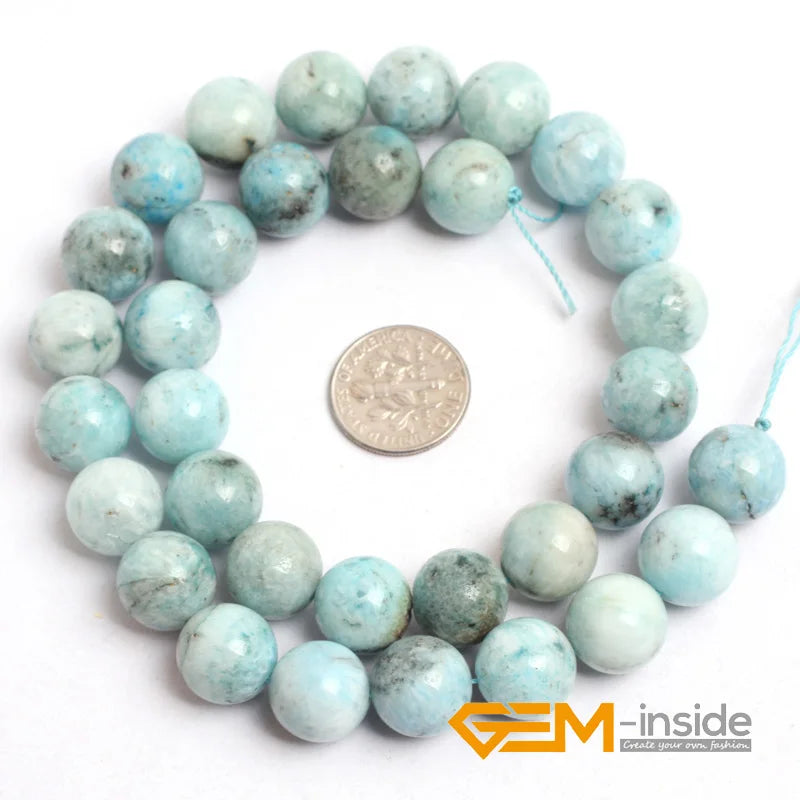 Natural Stone Blue Hemimorphite Round Loose Spacer Beads For Jewelry Making Strand 15"DIY Bracelet Necklace Jewelry Making Beads