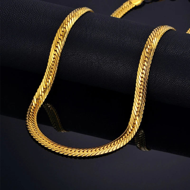 Hiphop Gold Chain For Men Hip Hop Chain Necklace 8MM Gold Color Curb Long Chain Necklaces Men's Jewelry Colar Collier