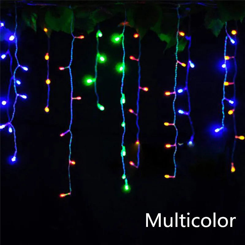 Christmas Lights Outdoor Decoration 4m Droop 0.4-0.6m Led Curtain Icicle String Lights Garden Xmas Party Decorative Lights