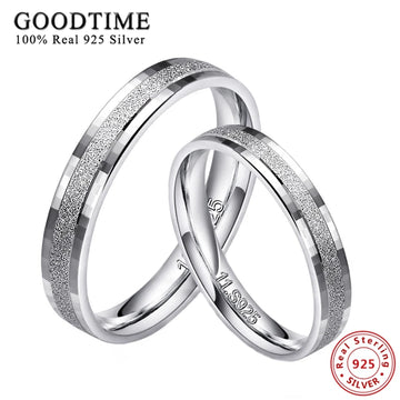 Fashion 100% 925 Silver Sterling Couple Ring for Men Women Top Quality Frosted Band Flakes Anniversary Jewelry For Lover Wedding
