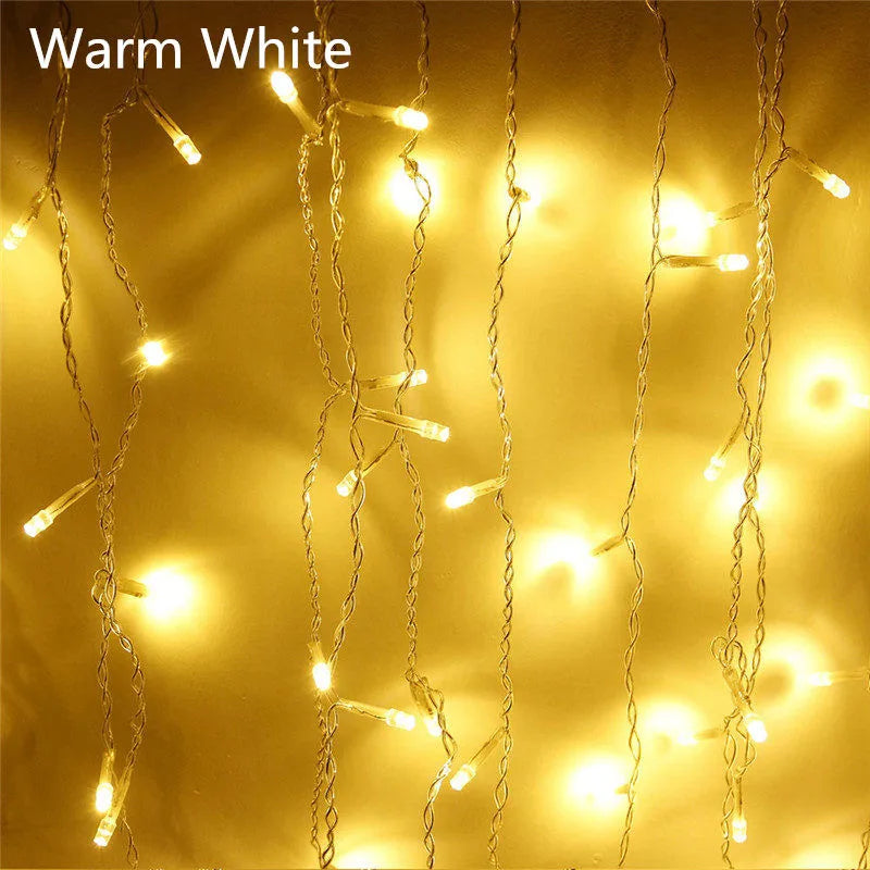 Christmas Lights Outdoor Decoration 4m Droop 0.4-0.6m Led Curtain Icicle String Lights Garden Xmas Party Decorative Lights