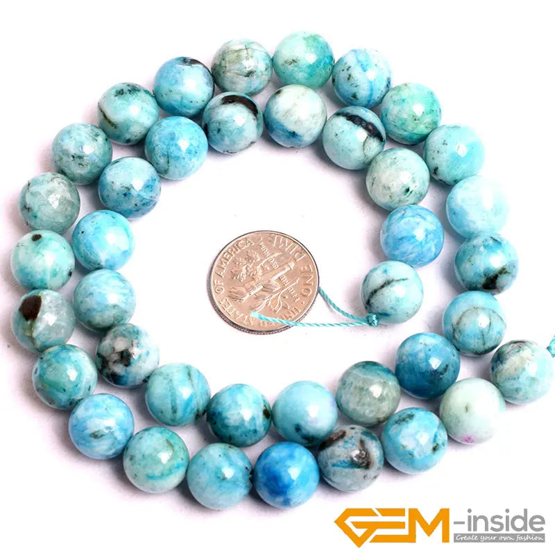 Natural Stone Blue Hemimorphite Round Loose Spacer Beads For Jewelry Making Strand 15"DIY Bracelet Necklace Jewelry Making Beads