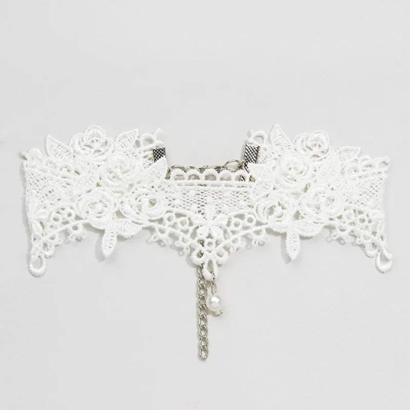 2019 New Choker Necklaces Pearl Gland Tatouage Choker Collier Noir Dentelle Choker Collier Vintage Bijoux Jewelry