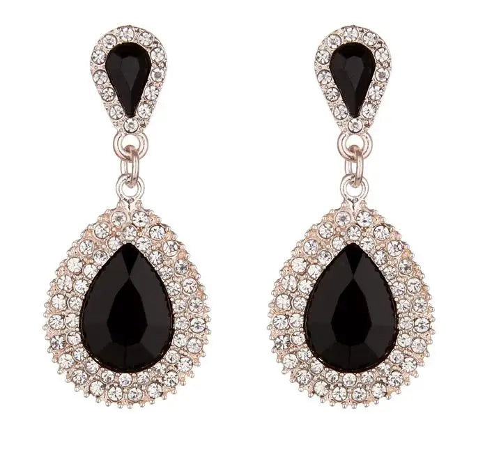 Palace Retro Luxulite Full Drilling Water Drop Rhinestones Female  Earrings Sweet Earrings Long Earrings Crystal Earrings