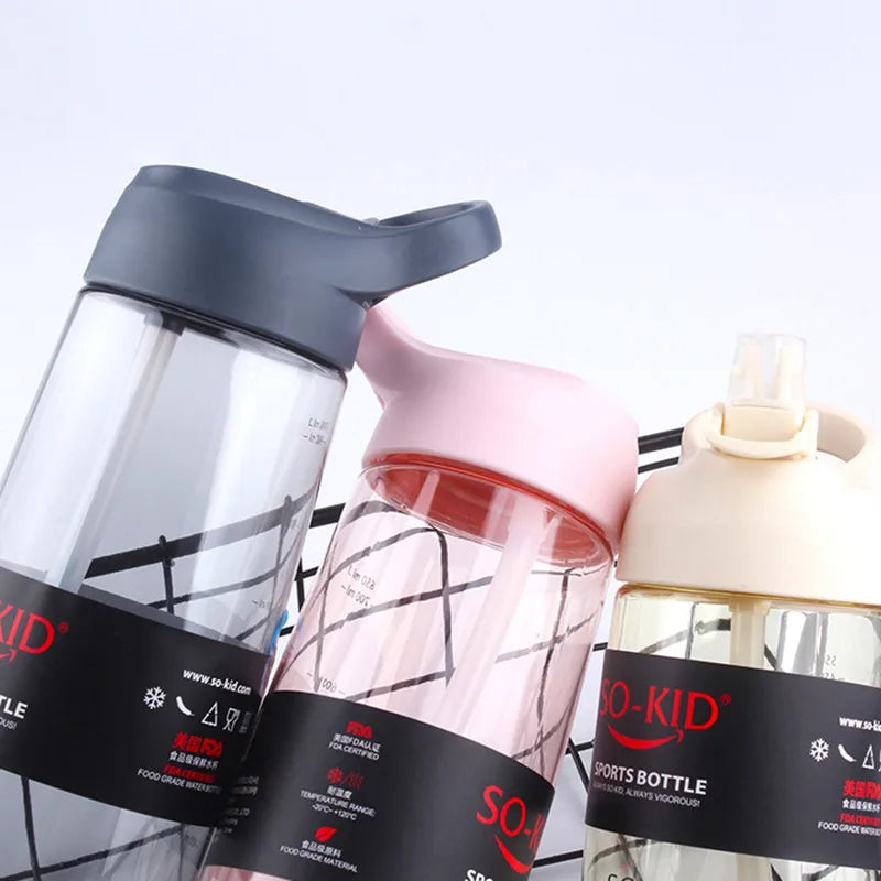 550ml/800ml/1000ml Sports Water Bottle With Straw Portable Sport Fitness Bottles Cute Kids Baby Drinkware Waterbottle