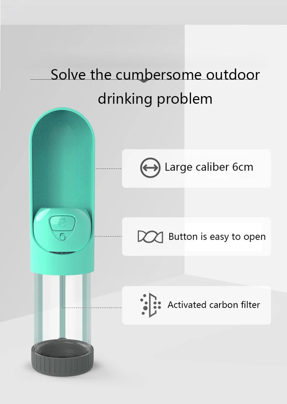 Portable Pet Dog Water Bottle With Filter Drinking Bowls For Dogs Cats Feeding Water Dispenser Pet Activated Carbon Filter Bowl