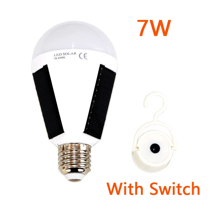 E27 Rechargeable LED Solar Bulb Lamp 7W 12W 85V-265V Outdoor Emergency Solar Powered Bulb Travel Fishing Camping Light Tent lamp