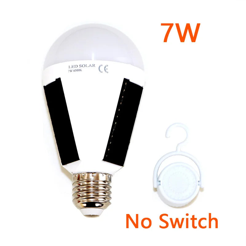 E27 Rechargeable LED Solar Bulb Lamp 7W 12W 85V-265V Outdoor Emergency Solar Powered Bulb Travel Fishing Camping Light Tent lamp