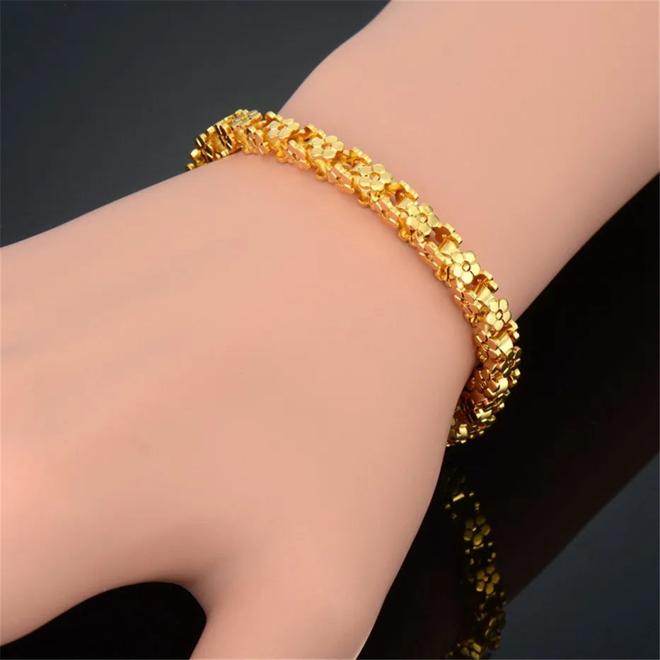 Gold Color Bracelet Trendy 5mm Stainless Steel Bicycle Hand Chain for Women Femme Vintage Link Jewelry 7' Pulseras