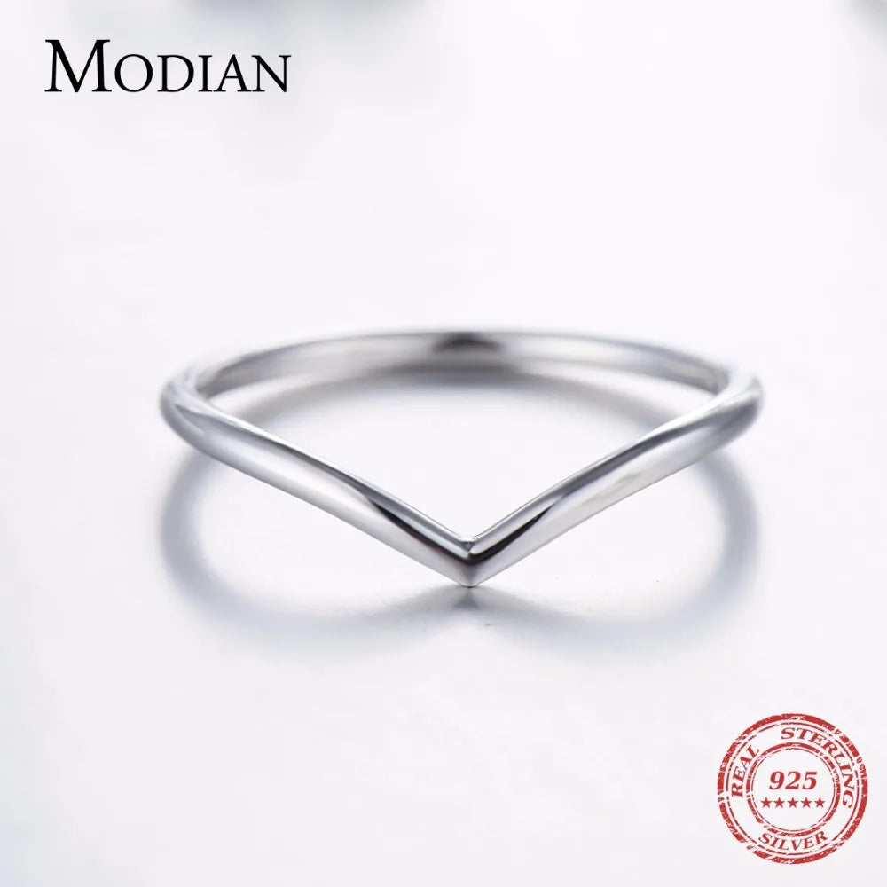 Modian 2021 New Stackable 100% 925 Sterling Silver Simple Fashion Geometric Ring Classic Finger Fine Popular jewelry For Women