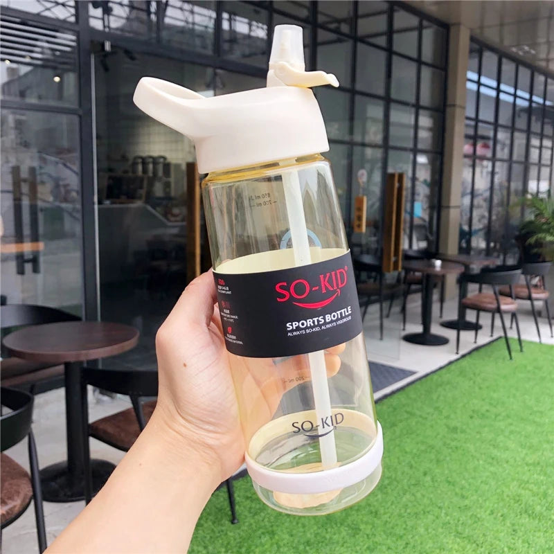 550ml/800ml/1000ml Sports Water Bottle With Straw Portable Sport Fitness Bottles Cute Kids Baby Drinkware Waterbottle