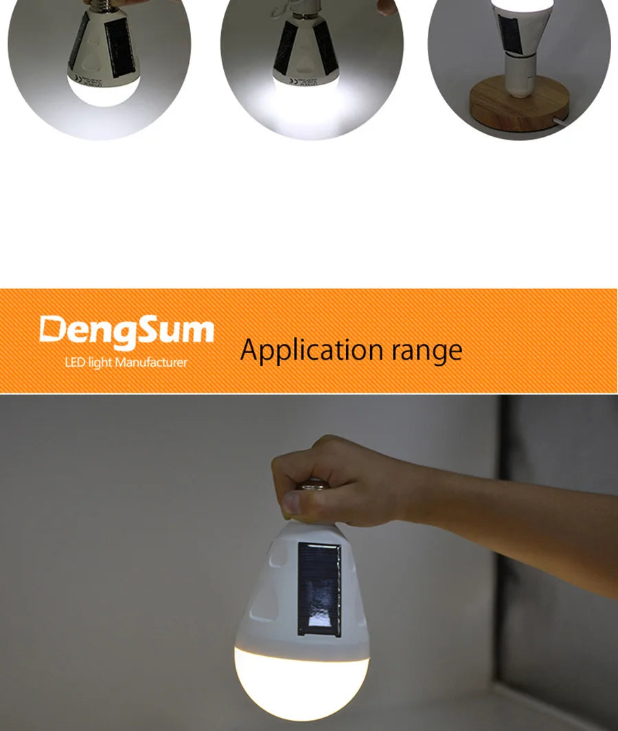 E27 Rechargeable LED Solar Bulb Lamp 7W 12W 85V-265V Outdoor Emergency Solar Powered Bulb Travel Fishing Camping Light Tent lamp