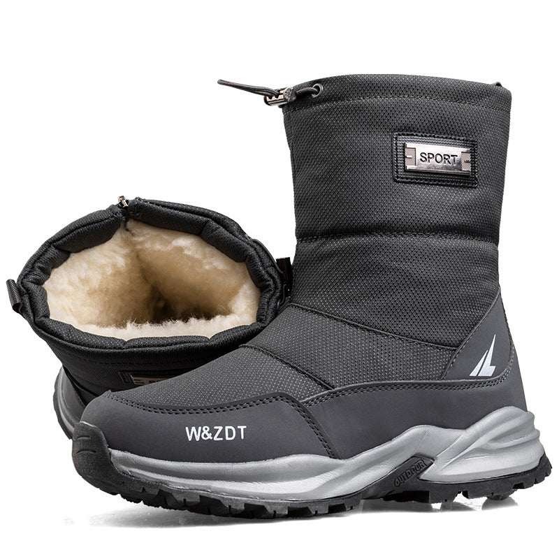 Men’s Winter Snow Boots – Waterproof Zipper Casual Outdoor Shoes
