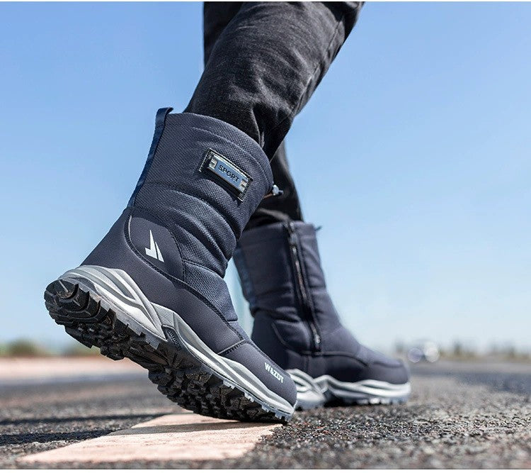 Men’s Winter Snow Boots – Waterproof Zipper Casual Outdoor Shoes