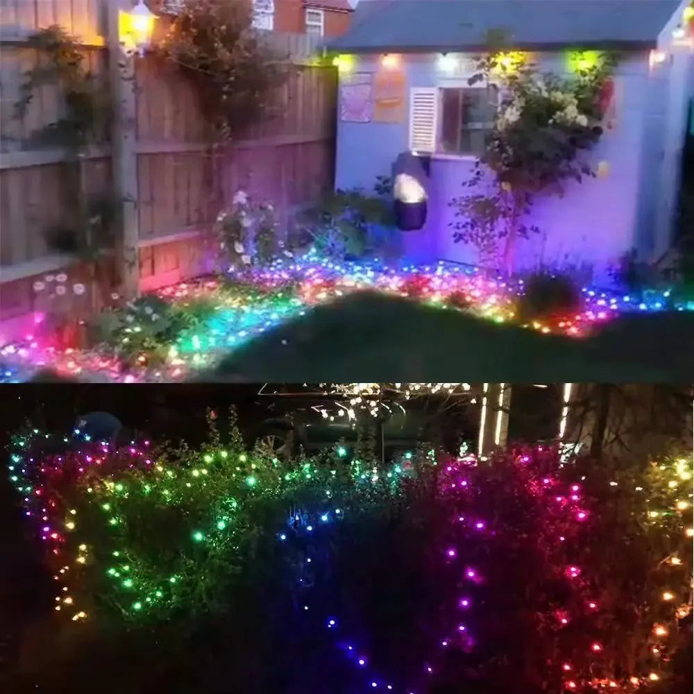 Christmas Tree LED Fairy Lights Smart Bluetooth Garland Festoon LED Chain Light Outdoor Waterproof New Year Decoration 2025