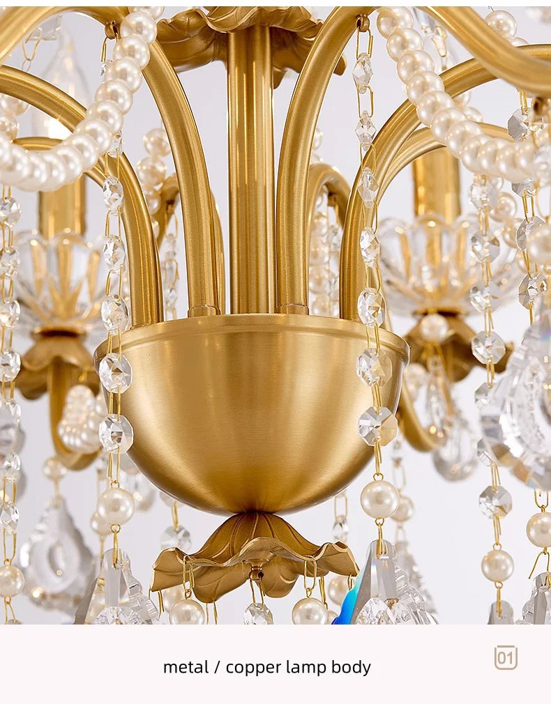 French Luxury Candle Chandelier Foyer Lustre K9 Crystal Pendant Lights French Candle Droplight Home Decor Led Lamparas Lamp