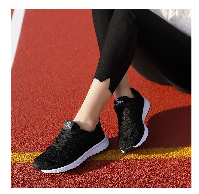 Women’s Breathable Mesh Walking Sneakers – Lightweight Flat Shoes