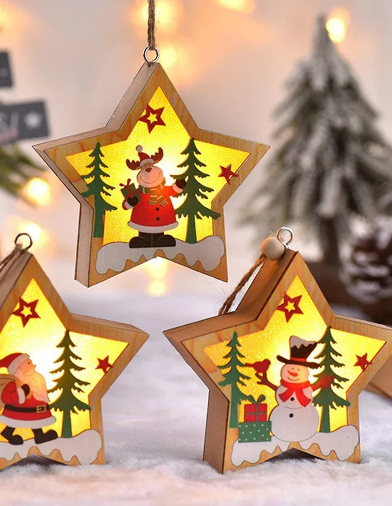 Christmas Decorations LED Night Light Luminous Christmas Tree Pendant Santa Claus Snowman Pendant Ornament Xmas Night Lights