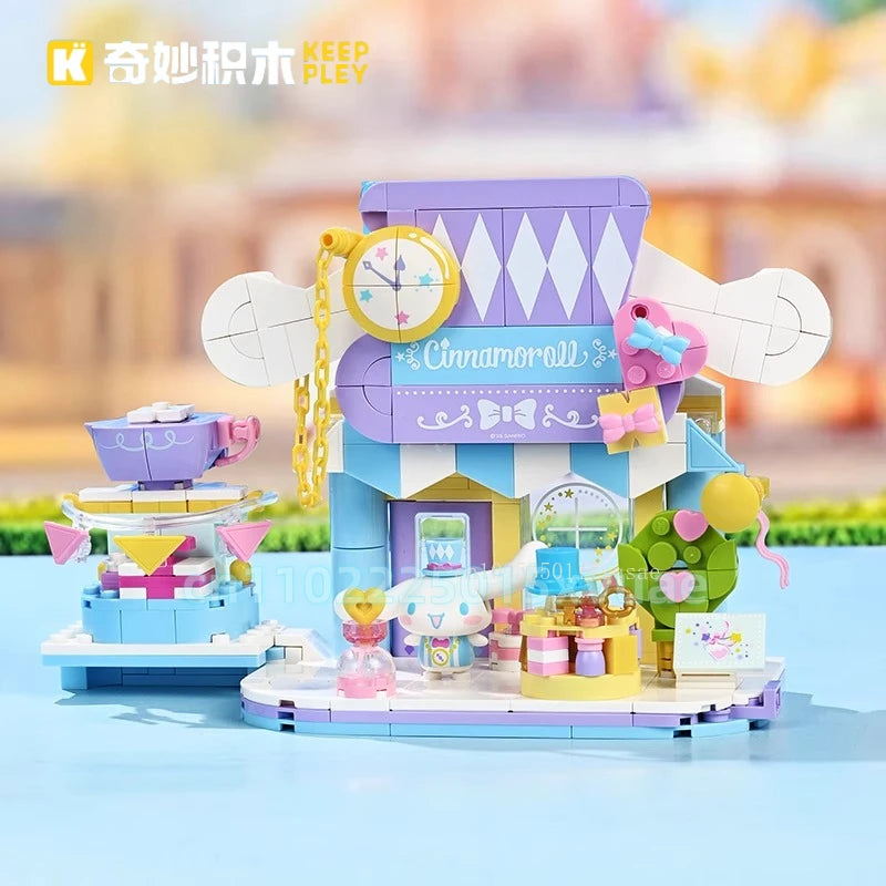 2025 New Keeppley Sanrio Street View Construction Building Blocks Kuromi Hello Kitty Collection Assembly Puzzle Children's Gift