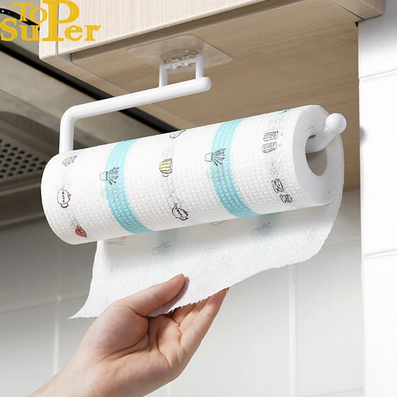 Kitchen Tissue Holder Hanging Toilet Roll Paper Holder Kitchen Paper Towel Rack Bathroom Cabinet Door Hook Holder Organizer