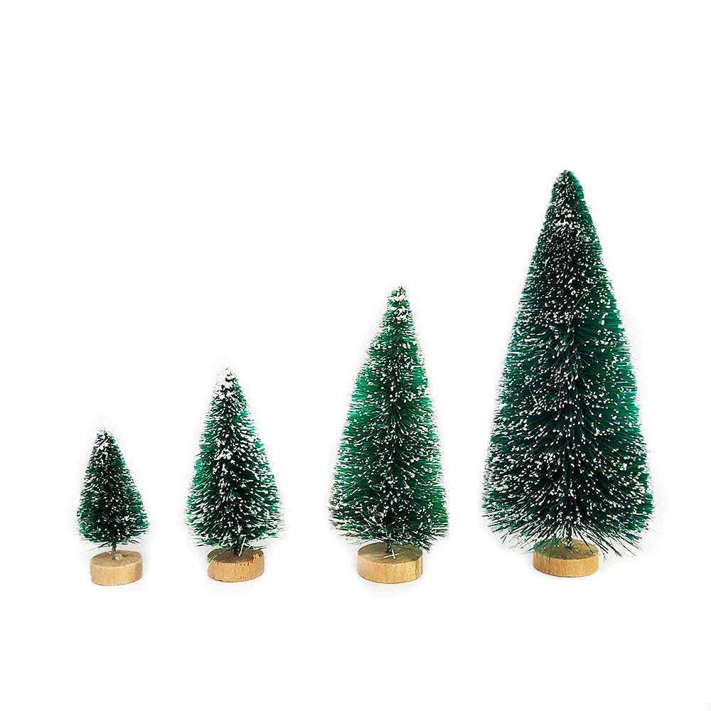 5/8pcs Mini Christmas Trees Small Artificial Christmas Tree Ornament Cedar Pine Sisal Tabletop Merry Christmas Party Decoration