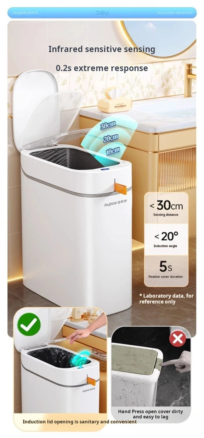 JOYBOS Smart Sensor Trash Can With Auto Adsorption Bag Rechargeable Garbage Trash Can For Home Toilet Living Room Household