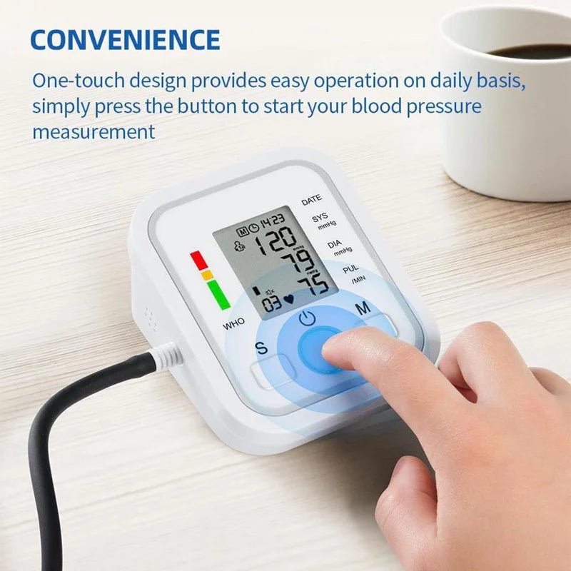 Tensiometer Heart Rate Pulse Meter BP Monitor Healthy Digital Arm Blood Pressure Meter Cuff Medical Automatic Pressure Tonometer