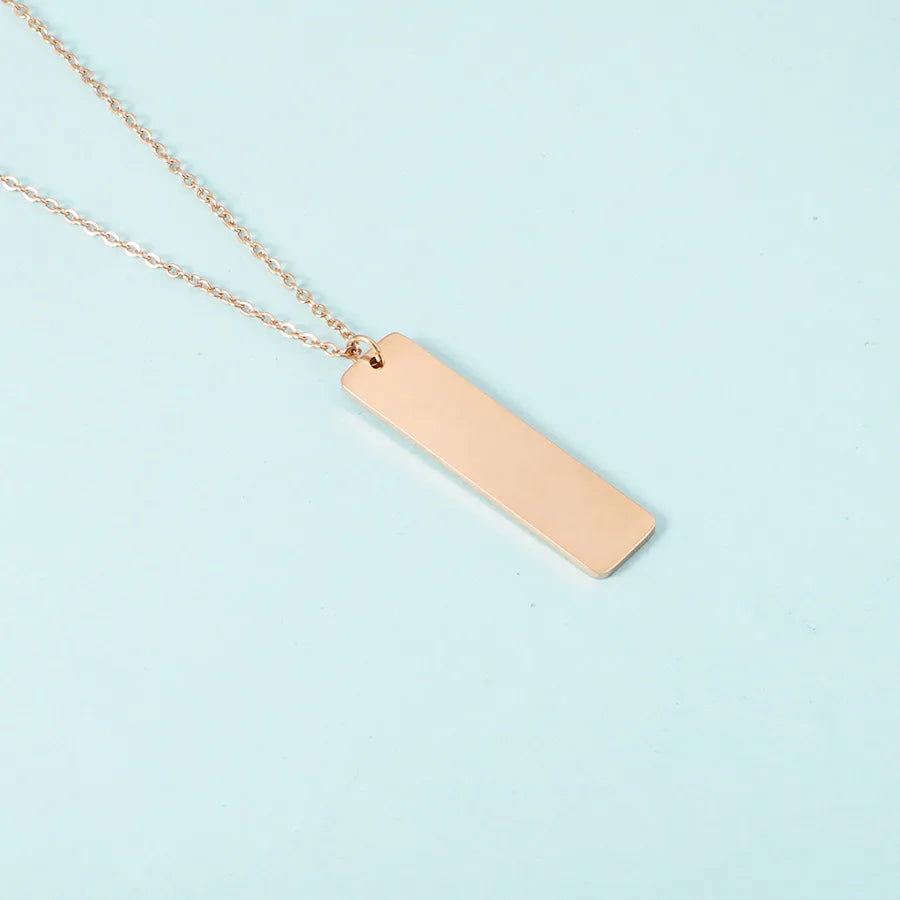 10Pcs Mirror Polished 10x40mm Strip Pendant Necklaces Stainless Steel Cable Chain Necklaces For Women Men