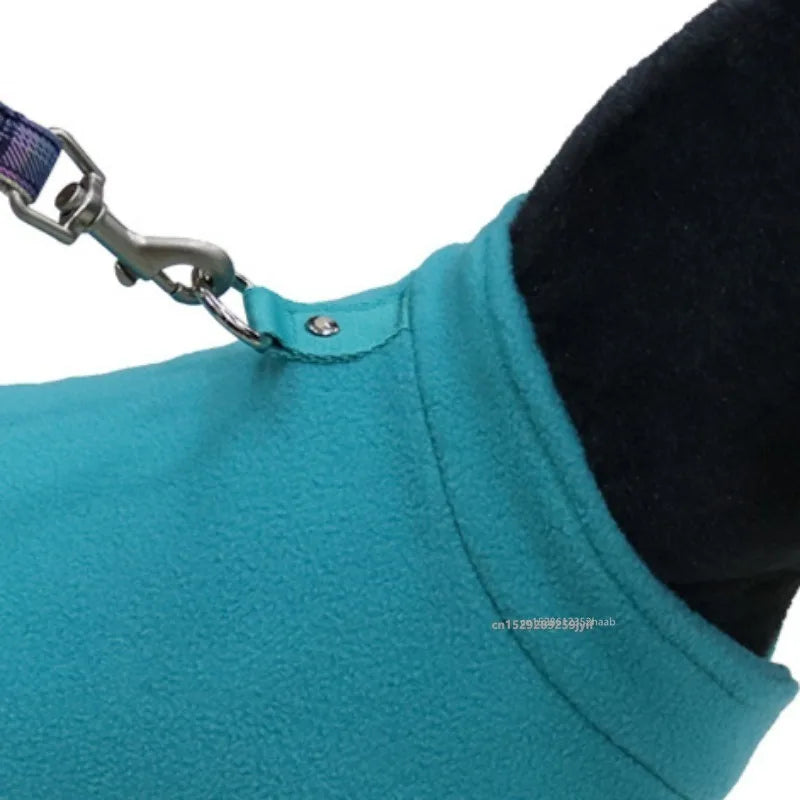 Fleece Dog Sweater Warm Vest with Leash Ring