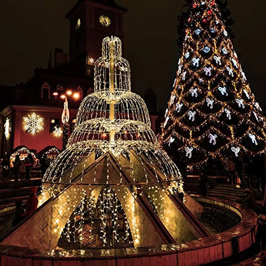 Solar Curtain Icicle Light 3.5M Eaves Decor Outdoor Fairy String Lights Wedding Party Christmas Stair Decor Garden Garlands