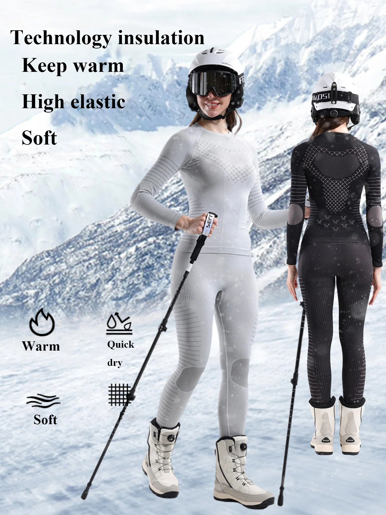 Women’s Thermal Ski Base Layer Compression Set