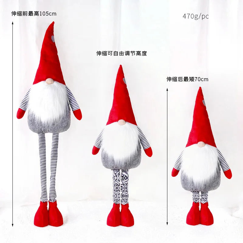 Christmas Decorations Telescopic Standing Faceless Old Man Figurine Home Mall Window Christmas Tree Decoration Doll