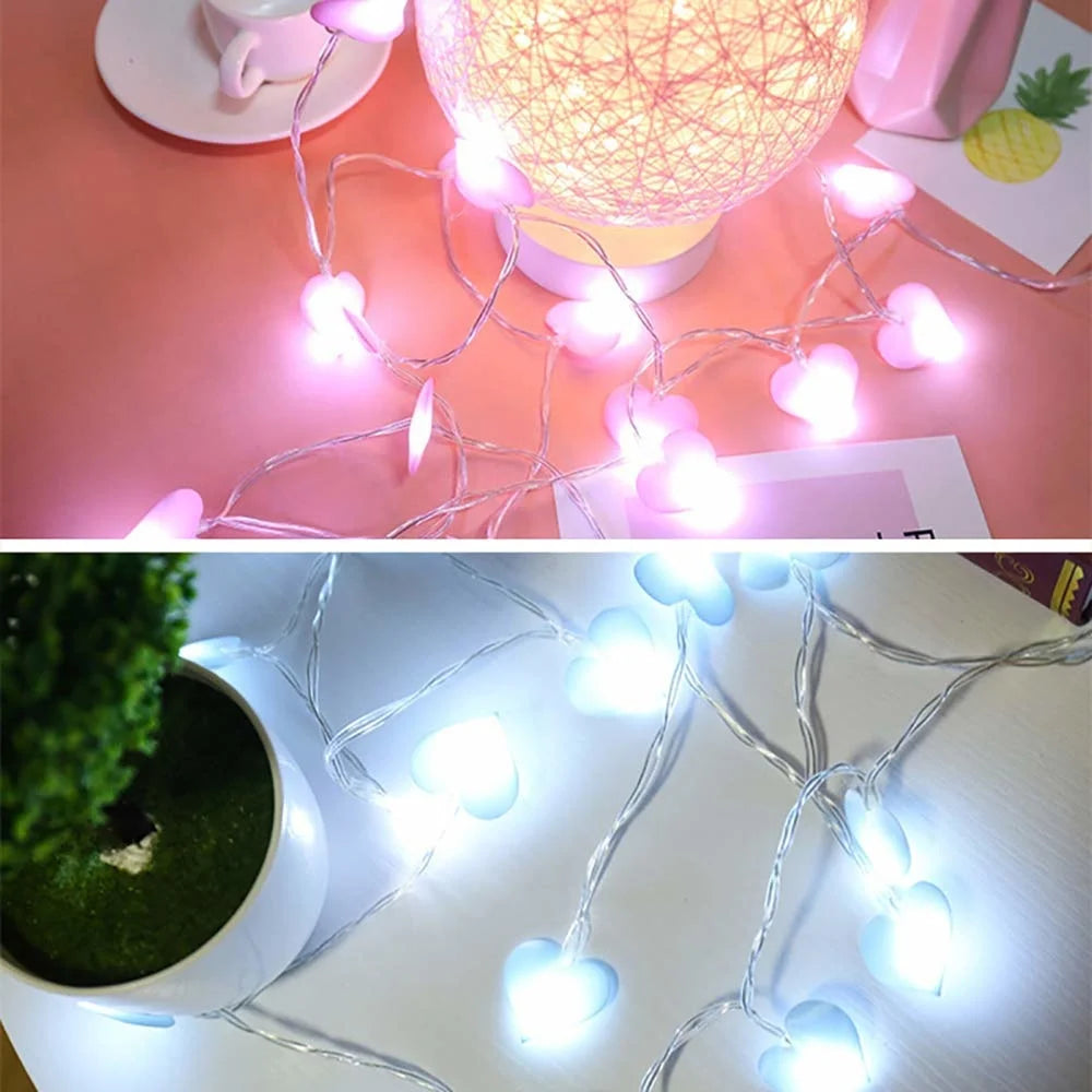 LED Heart Shape String Lights 1.5M 3M Indoor Fairy Lights Christmas Decoration Garland For Valentines Day Living Room Decoration