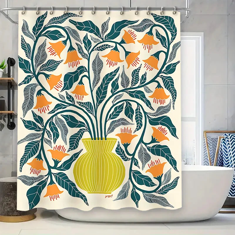 Elegant Floral Bouquet Shower Curtain for a Touch of Nature  Bathroom  Eco-Friendly Fabric   Non-Toxic   Spring Home Decor