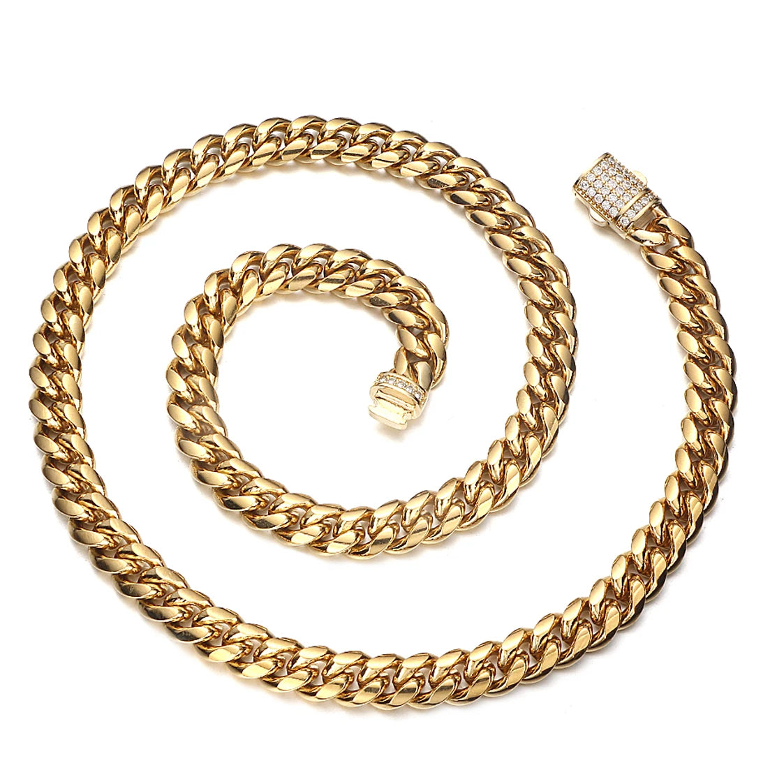 New Arrival 6mm-18mm Any Length 316L Stainless Steel Miami Curb Cuban Chain Necklace for Men & Women Gift Crystal Lock