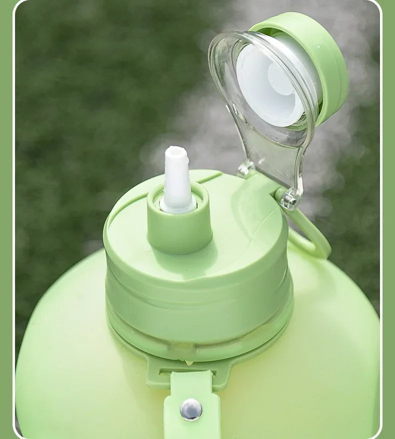 2 Liter Sports Water Bottle With Straw Large Capacity Fitness With Scale Gradient Kettle Outdoor Plastic Portable Water Bottle