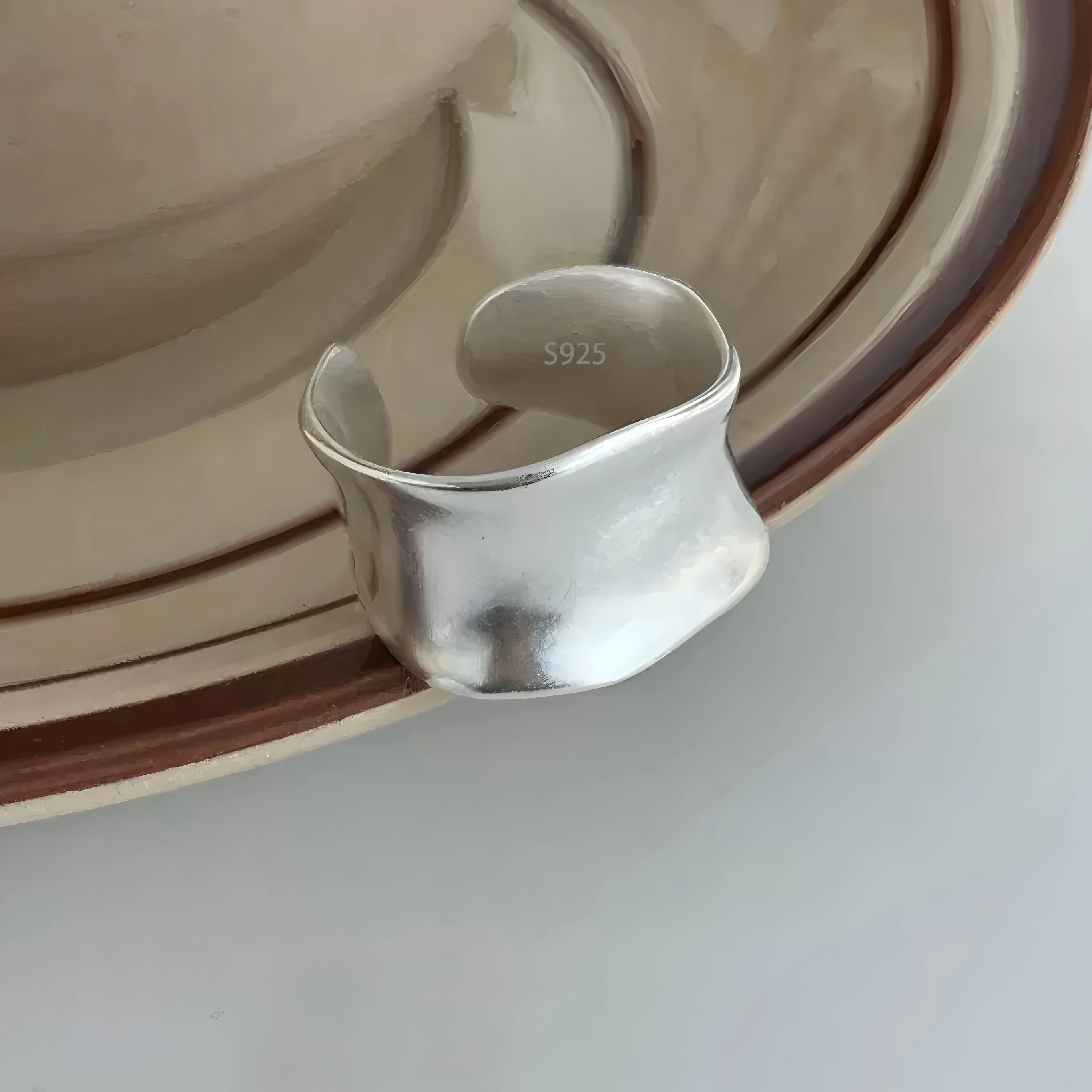 PANJBJ 925 Sterling Silver Geometry Crystal Ring For Women Ellipse Exaggerated Punk Water Drop Open Jewelry Gift Dropshipping