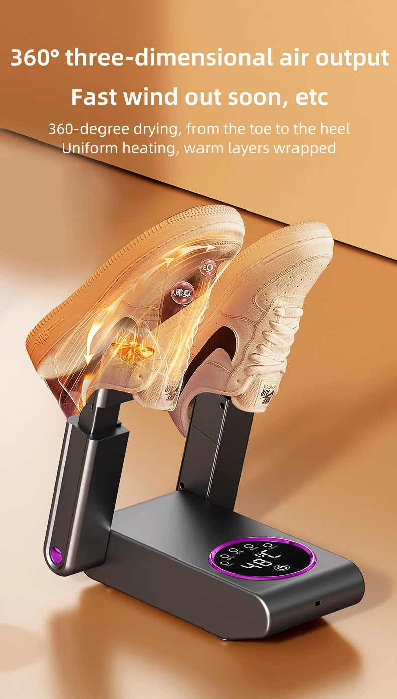 Foldable Electric Shoe Dryer  Deodorizer Sterilizer for Boots Sneakers Portable Smart Display Timer Control Travel Home Gym