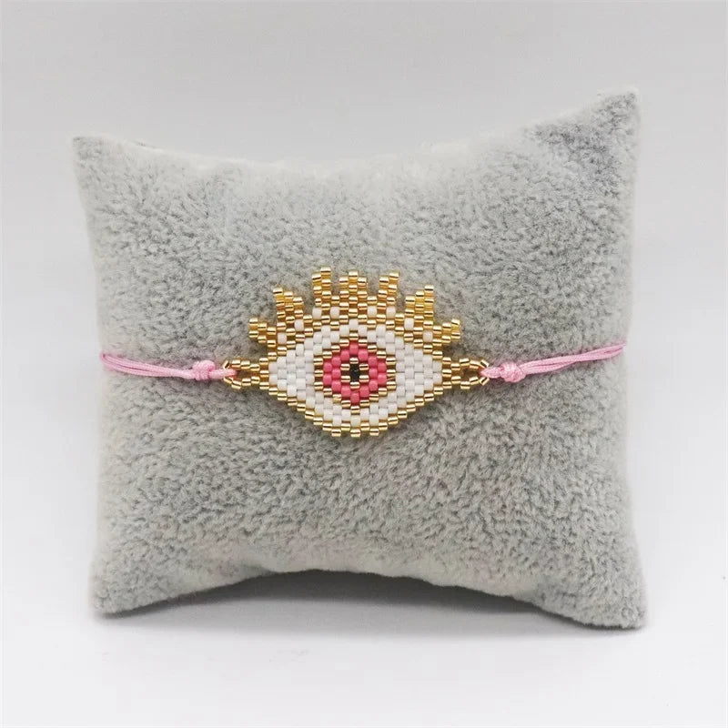 ALIYA Turkish Evil Eye Bracelet for Women Handmade Woven Colorful Miyuki Seed Beads Pulseras Lucky Greek Eye Bracelets Gift