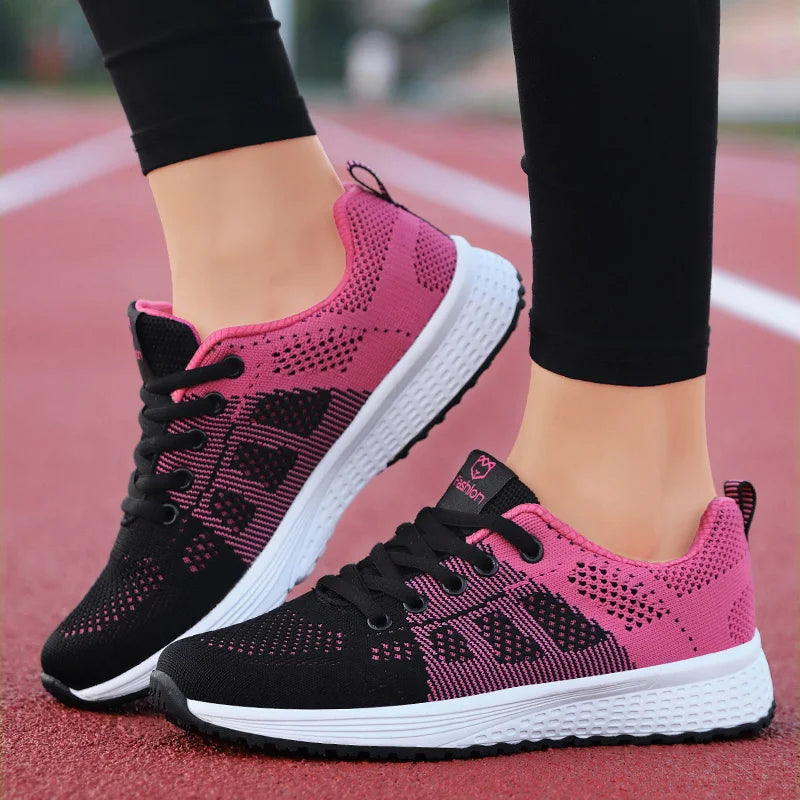 Women’s Breathable Mesh Walking Sneakers – Lightweight Flat Shoes