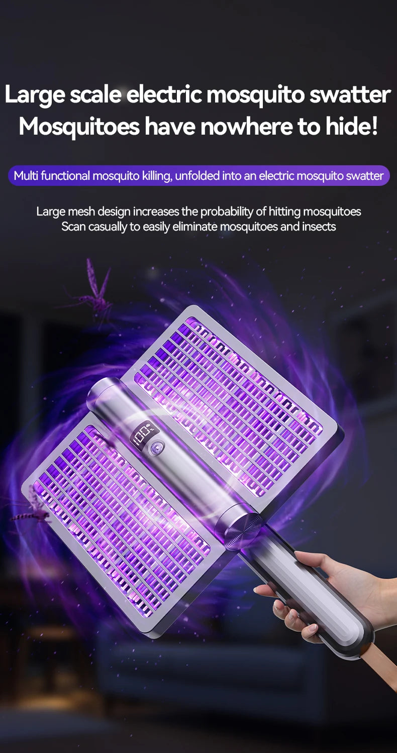 Electric Shock Mosquito Swatter Foldable Zapper Anti Mosquito Lamp Repellent Killer Rechargeable Portable Indoor Outdoor Use